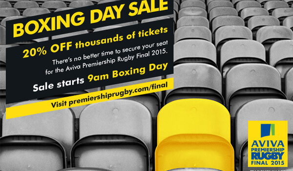 Premiership Rugby Boxing Day Sale - 20% off thousands of tickets